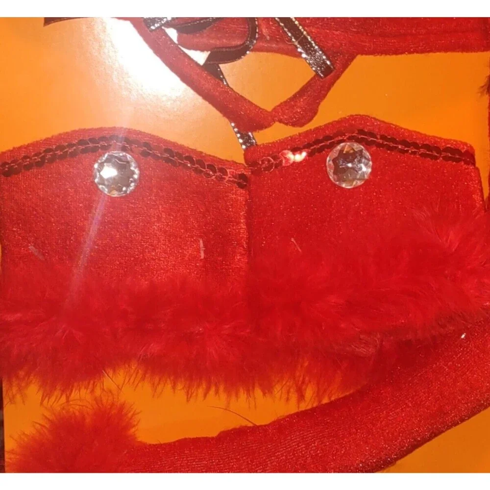 Halloween Red Devil Dress Up Set 5pc Headband cuffs choker tail girls age 3+